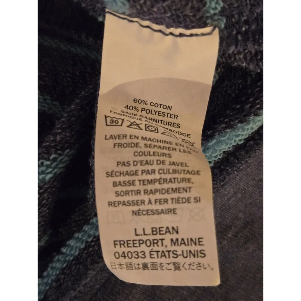 L.L.‎ Bean Mens Medium Blue Long Sleeve Shirt Crew Neck Striped